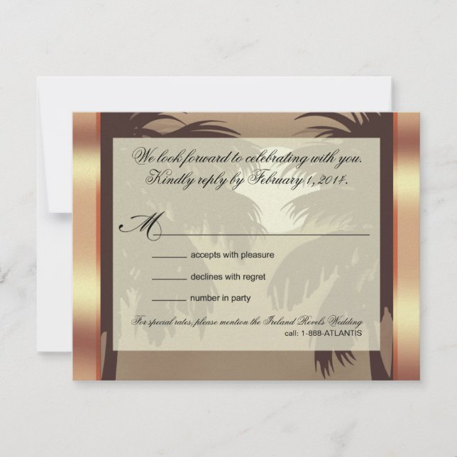Art Deco Champagne ICE Metallisk Falskt Vellum RSV OSA Kort (Framsida)