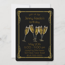 Art Deco Champagne Party Inbjudningar