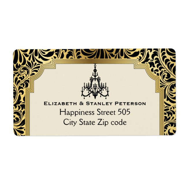 Art Deco chandelier Black, guld bröllop Fraktsedel (Framsidan)