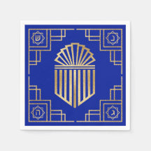 Art Deco Chanukkah Blue och Guld Design