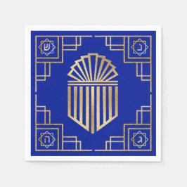 Art Deco Chanukkah Blue och Guld Design Pappersservett