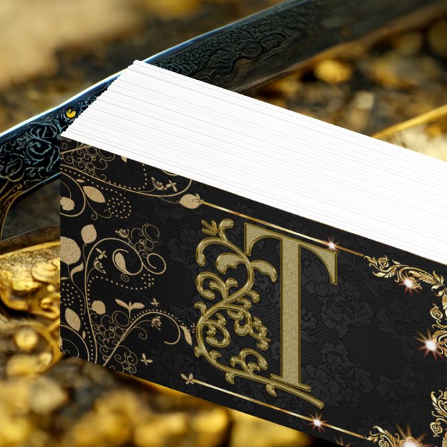 Art Deco Chic Elegant Black Guld Hair Stylist Visitkort (Skapare uppladdad)