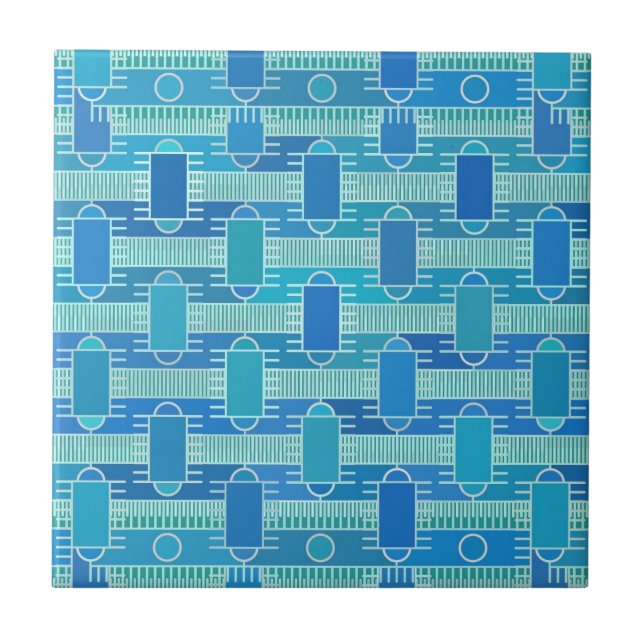 Art Deco-chicen - blått blått Kakelplatta (Framsidan)