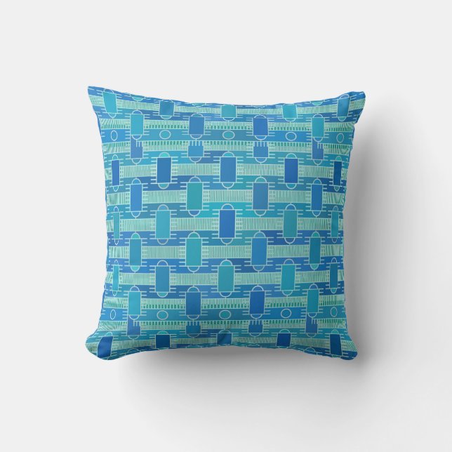 Art Deco-chicen - blått blått Kudde (Framsida)