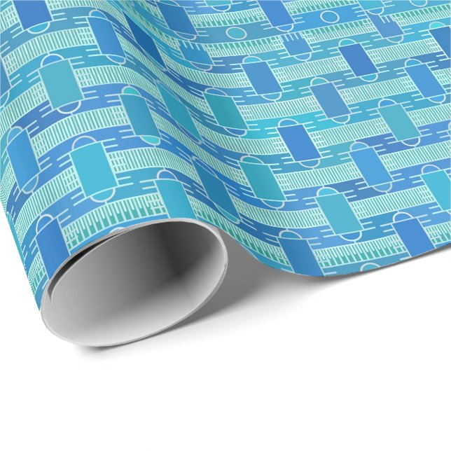 Art Deco-chicen - blått blått Presentpapper (Rullad Hörn)