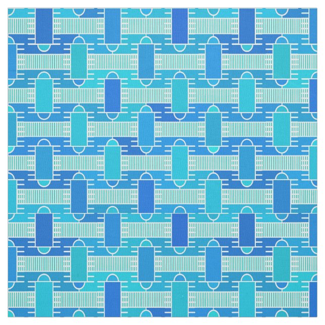 Art Deco-chicen - blått blått Tyg (Provkarta)