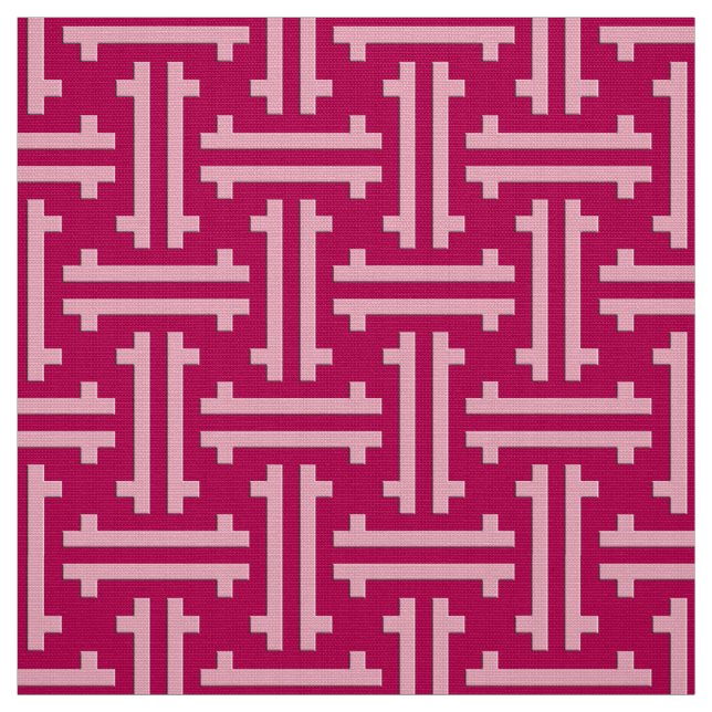 Art Deco Chinese Fret, Fuchsia Rosa Tyg (Provkarta)