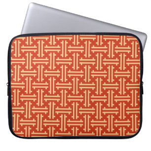 Art Deco Chinese Fret, Mandarin Orange Laptop Fodral