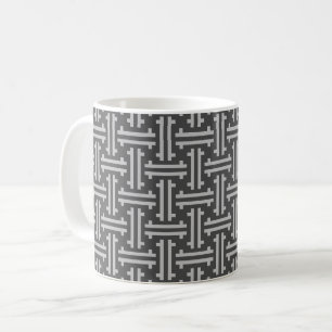 Art Deco Chinese Fret, Silver och Graphite Grått Kaffemugg