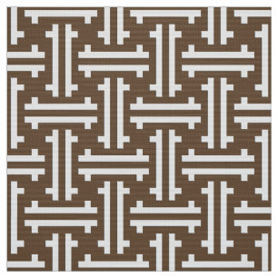 Art Deco Chinese Fret, Taupe Tan and White Tyg