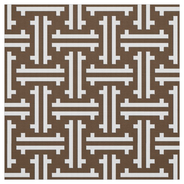 Art Deco Chinese Fret, Taupe Tan and White Tyg (Provkarta)