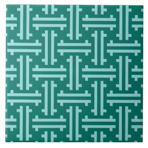Art Deco Chinese Fret, Turcos och Aqua Kakelplatta