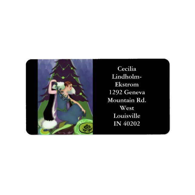 ART DECO CHRISTMAS, PASCALINE, Blue, Grönt, Lila Adressetikett (Framsidan)