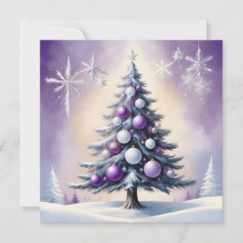 Art Deco Christmas Purple and Silver Haze  Julkort
