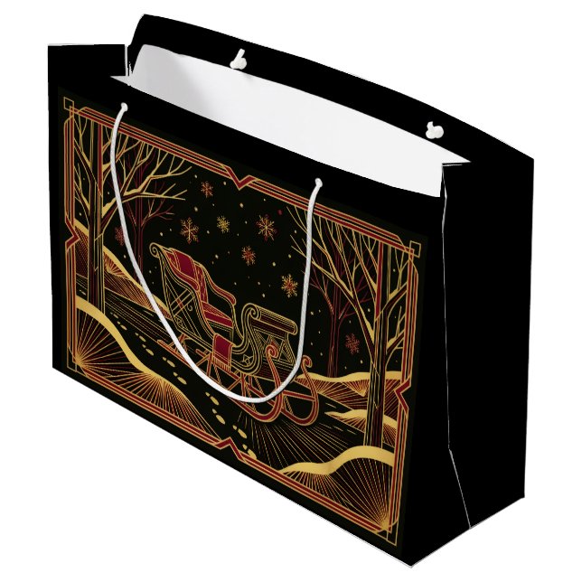 Art Deco Christmas Sleigh Gift Bag (Baksidan Vinklad)