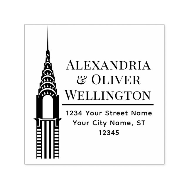 Art Deco Chrysler Byggande NYC-par Självfärgande Stämpel (Design)