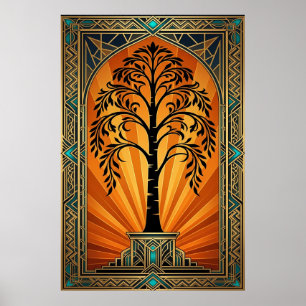 Art Deco Cinema Klappbräda Runner Guld Poster