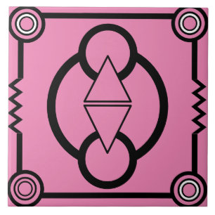 Art Deco Circles and Triangles and Färg Tile Kakelplatta