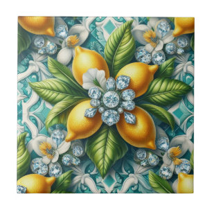 Art Deco Citroner och Diamanter Kakelplatta