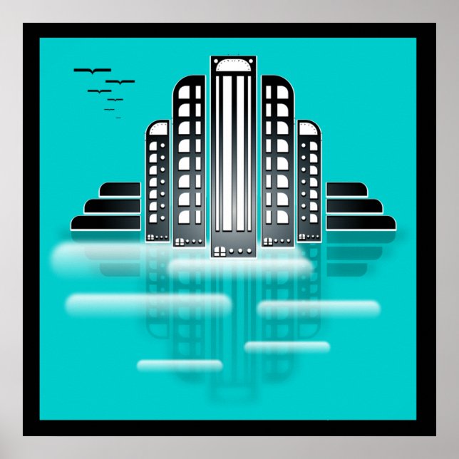 Art deco cityscape poster (Framsidan)