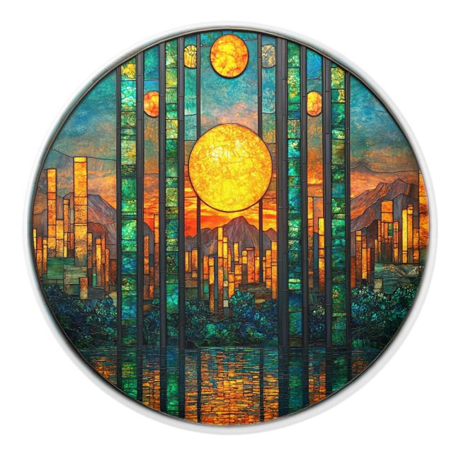 Art Deco Cityscape Setting Sol Mountains Knopp (Framsidan)