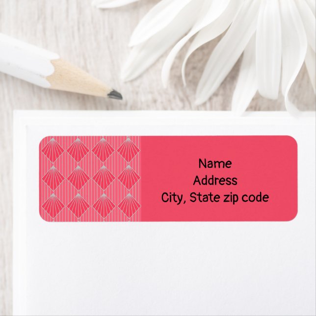 Art Deco Clam-Snäckor  Returadress Etikett (Insitu)