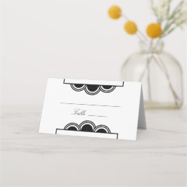 Art Deco Classy Chic White Black Simple Escort Placeringskort