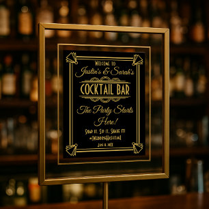 ART Deco Cocktail pub-tecken 1920's Gatsby Party Poster