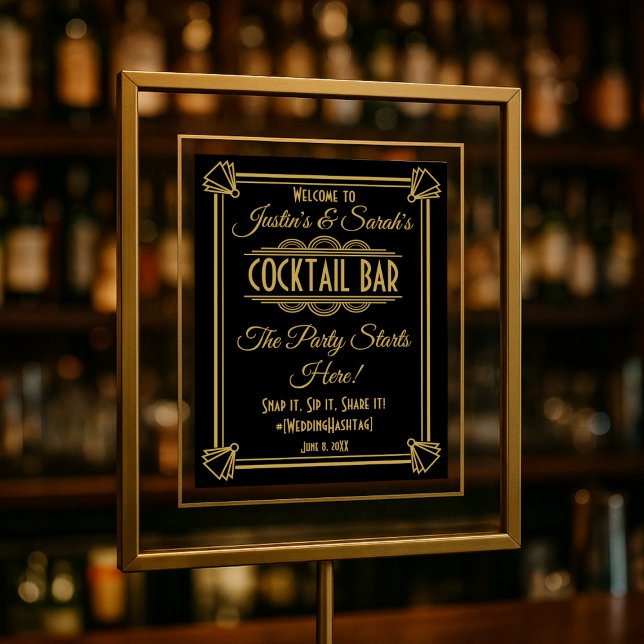 ART Deco Cocktail pub-tecken 1920's Gatsby Party Poster (Skapare uppladdad)