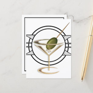 Art Deco Cocktail-vykort Vykort