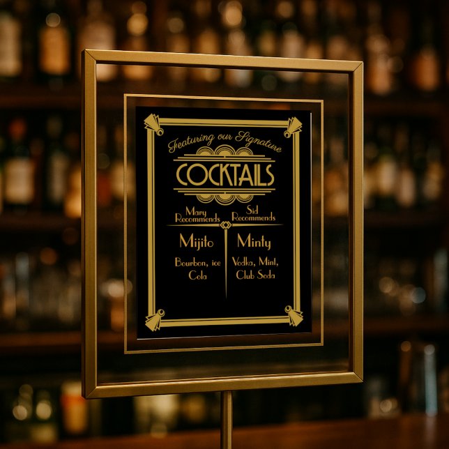 ART Deco Cocktailbarskylt 1920-tal Gatsbyfest Poster (Skapare uppladdad)