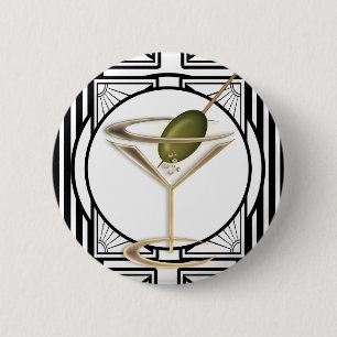 Art Deco Cocktails Buttons Knapp