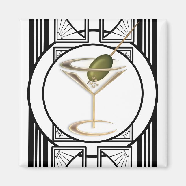 Art Deco Cocktails Magnets Magnet (Framsidan)