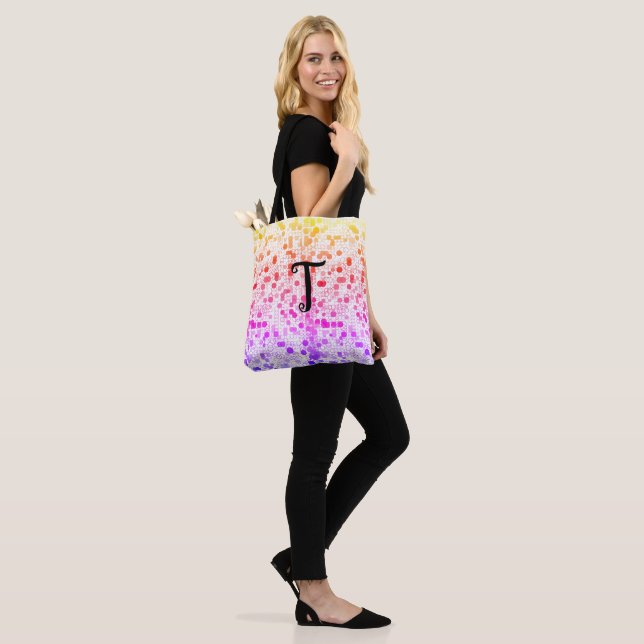 Art Deco Colorful Circles Monogrammed Tote bags Tygkasse (På modell)