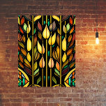 Art Deco Colorful Löv Reeds Stached Glass Poster<br><div class="desc">Nedfläckadens glasdesign är ett dekoinspirerat mönster som är en konst som har en rik generativ konst som består av geometriskt linjer som skapar symmetriskt mönster. Färg som används i mönster är ljust och vibrerande,  ge utformningen till djup och dimensionalitet. Den här nedfläckaden är ett komplicerat och vackert mönster.</div>