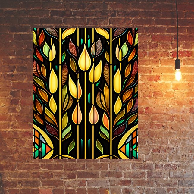 Art Deco Colorful Löv Reeds Stached Glass Poster (Skapare uppladdad)