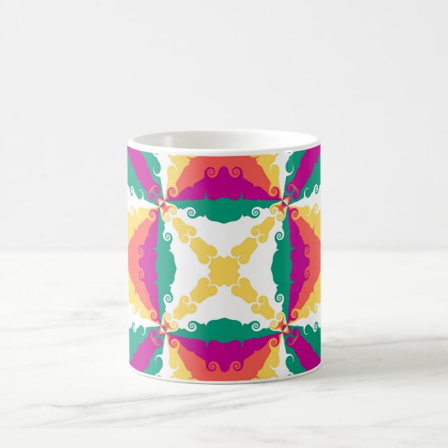 Art Deco Colorful Swirl Retro Abstrakt Art Kaffemugg (Center)