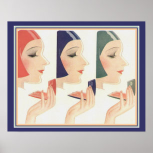 Art Deco Compact från 1930 och 16 x 20 Poster