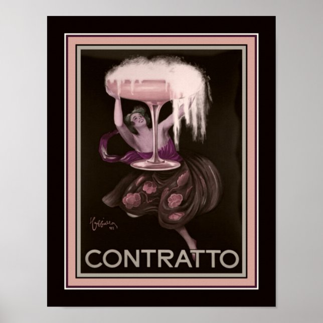 Art Deco Contratto Champagne Ad Poster 1930 (Framsidan)