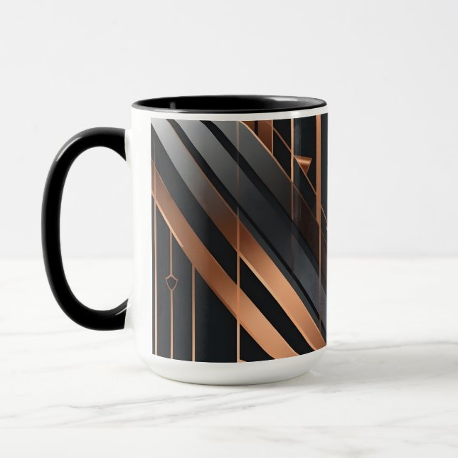 Art Deco Copper & Silver Geometric Design Mugg (Vänster)