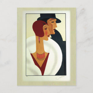 Art Deco Couple 1920s Vykort