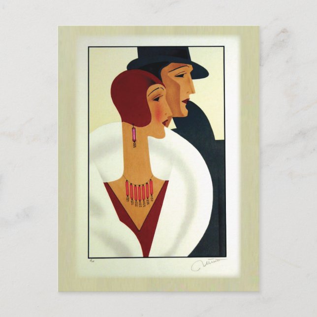 Art Deco Couple 1920s Vykort (Framsida)