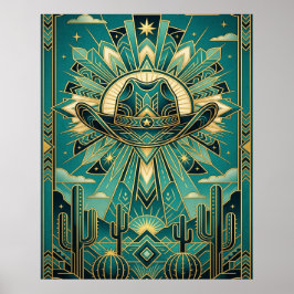 Art Deco Cowboyhatt Affisch - Geometrisk Western