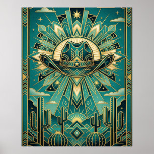 Art Deco Cowboyhatt Affisch - Geometrisk Western