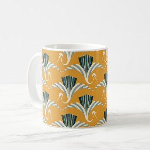 Art Deco Crane - gultens bakgrund Kaffemugg
