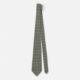 Art Deco Crème & Teal Fläktsmönstrad slips