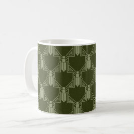 Art Deco Criches - Mörk Oliv grönt kaffet Mugg