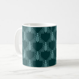 Art Deco Criches - Mörk Peacock Blue Coffee Mugg