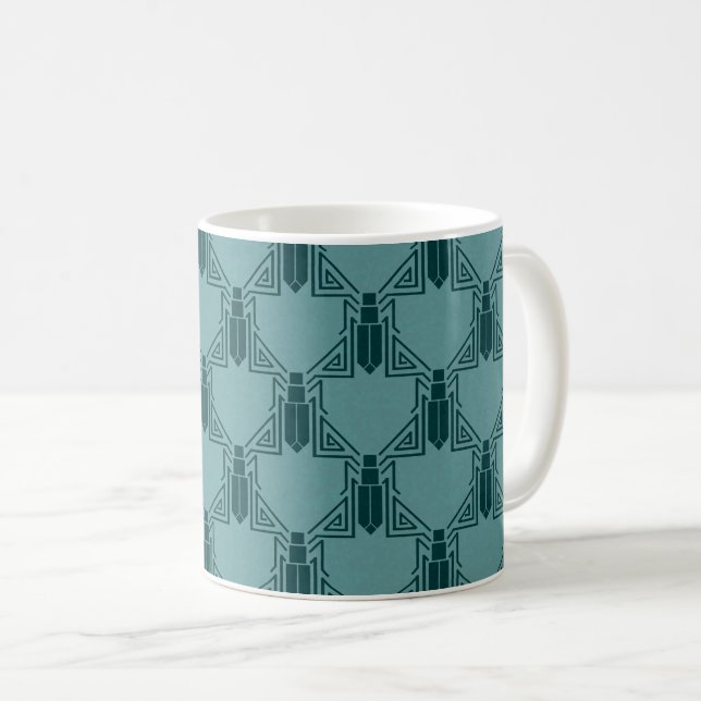 Art Deco Cricks - Light Peacock Blue Coffee Mugg (Framsida höger)