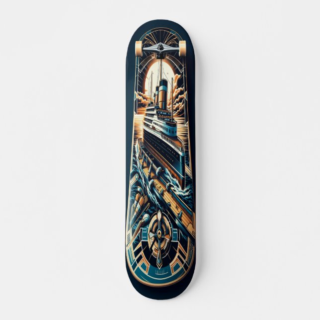 "Art Deco Cruiser Deck" Mini Skateboard Bräda 18,5 Cm (Framsida)